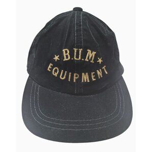 B.U.M. Equipment Black Velvet Cap Nylon/Rayon Embroidered Logo One Size Fits